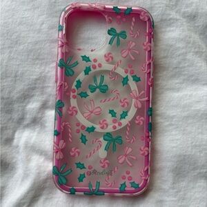Pink and Green Christmas Candy Cane Phone Case